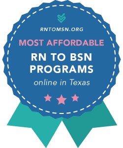 Rankings Award Badge for the Most Affordable RN-BSN Programs in Texas